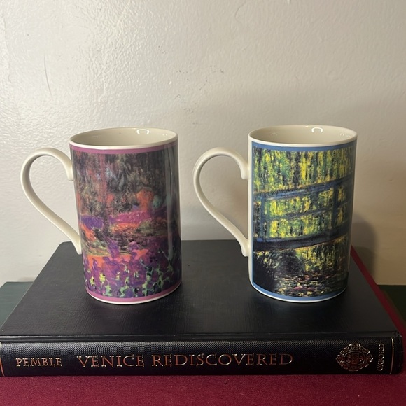 Pair of Dunoon Stoneware Claude Monet Inspired Coffee Tea Mugs Scotland - Picture 3 of 6